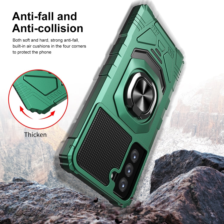 For Samsung Galaxy S21 FE 5G 10 PCS Armor Magnetic PC + TPU Shockproof Case with 360 Degree Rotation Ring Holder