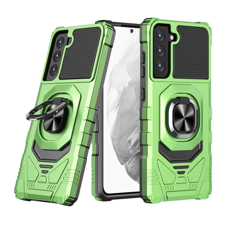 For Samsung Galaxy S21 FE 5G 10 PCS Armor Magnetic PC + TPU Shockproof Case with 360 Degree Rotation Ring Holder