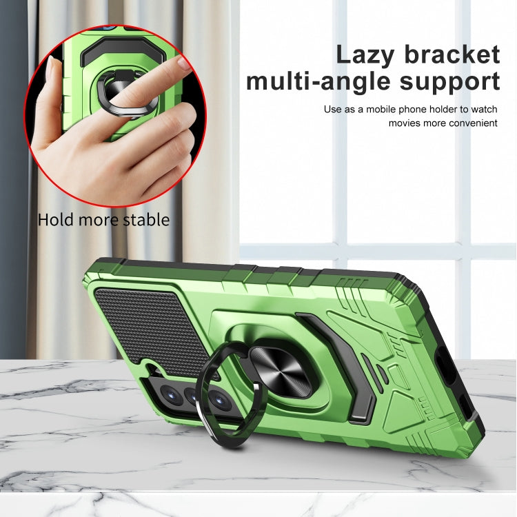 For Samsung Galaxy S21 FE 5G 10 PCS Armor Magnetic PC + TPU Shockproof Case with 360 Degree Rotation Ring Holder