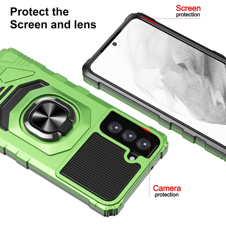 For Samsung Galaxy S21 FE 5G 10 PCS Armor Magnetic PC + TPU Shockproof Case with 360 Degree Rotation Ring Holder