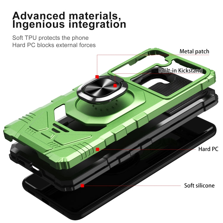 For Samsung Galaxy S21 FE 5G 10 PCS Armor Magnetic PC + TPU Shockproof Case with 360 Degree Rotation Ring Holder