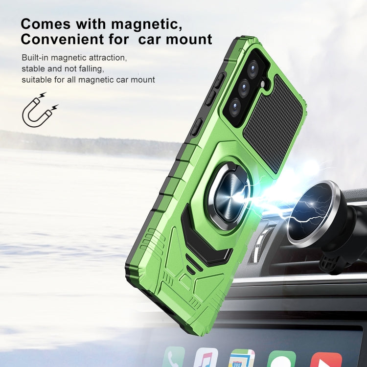 For Samsung Galaxy S21 FE 5G 10 PCS Armor Magnetic PC + TPU Shockproof Case with 360 Degree Rotation Ring Holder