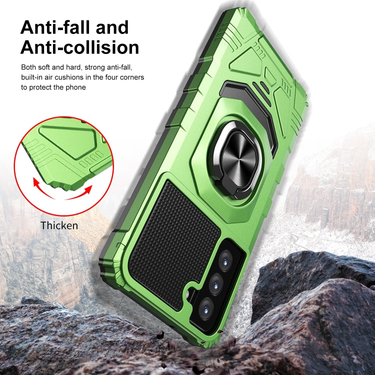 For Samsung Galaxy S21 FE 5G 10 PCS Armor Magnetic PC + TPU Shockproof Case with 360 Degree Rotation Ring Holder