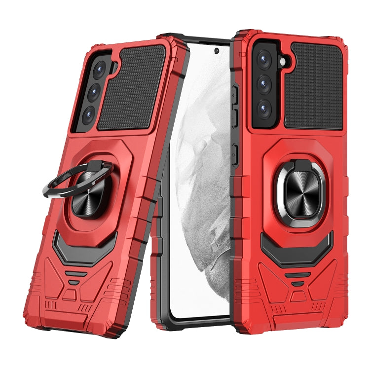 For Samsung Galaxy S21 FE 5G 10 PCS Armor Magnetic PC + TPU Shockproof Case with 360 Degree Rotation Ring Holder