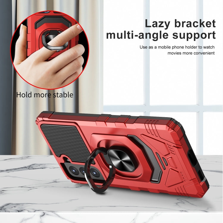 For Samsung Galaxy S21 FE 5G 10 PCS Armor Magnetic PC + TPU Shockproof Case with 360 Degree Rotation Ring Holder
