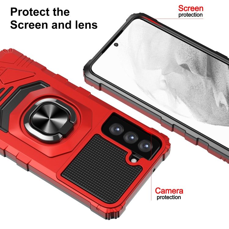 For Samsung Galaxy S21 FE 5G 10 PCS Armor Magnetic PC + TPU Shockproof Case with 360 Degree Rotation Ring Holder