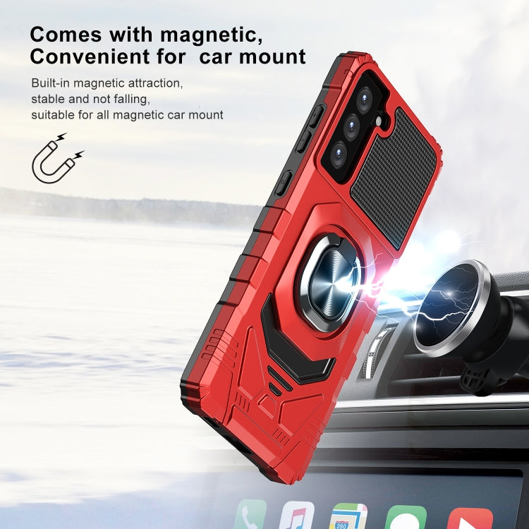 For Samsung Galaxy S21 FE 5G 10 PCS Armor Magnetic PC + TPU Shockproof Case with 360 Degree Rotation Ring Holder