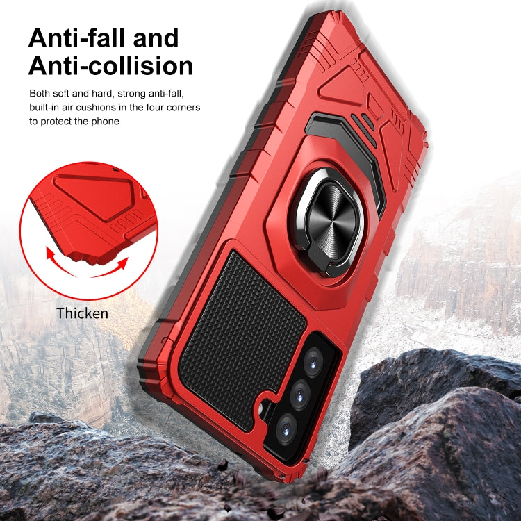For Samsung Galaxy S21 FE 5G 10 PCS Armor Magnetic PC + TPU Shockproof Case with 360 Degree Rotation Ring Holder