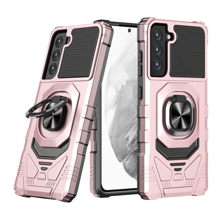 For Samsung Galaxy S21 FE 5G 10 PCS Armor Magnetic PC + TPU Shockproof Case with 360 Degree Rotation Ring Holder