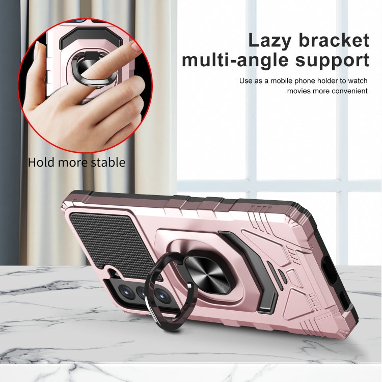 For Samsung Galaxy S21 FE 5G 10 PCS Armor Magnetic PC + TPU Shockproof Case with 360 Degree Rotation Ring Holder