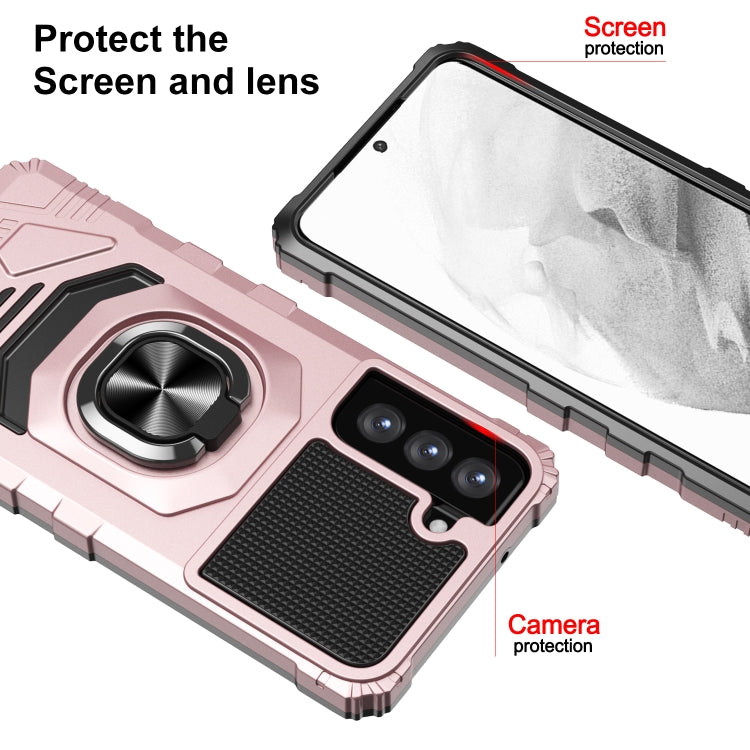 For Samsung Galaxy S21 FE 5G 10 PCS Armor Magnetic PC + TPU Shockproof Case with 360 Degree Rotation Ring Holder