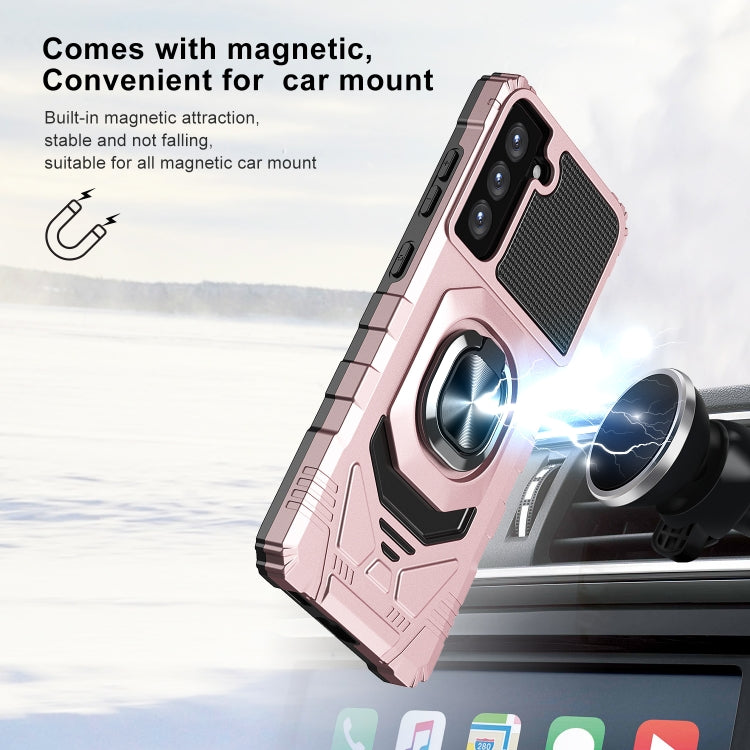For Samsung Galaxy S21 FE 5G 10 PCS Armor Magnetic PC + TPU Shockproof Case with 360 Degree Rotation Ring Holder