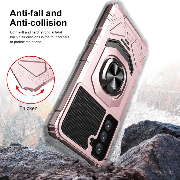 For Samsung Galaxy S21 FE 5G 10 PCS Armor Magnetic PC + TPU Shockproof Case with 360 Degree Rotation Ring Holder