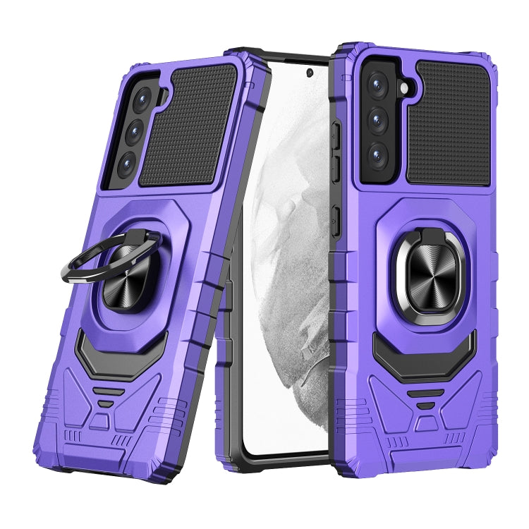 For Samsung Galaxy S21 FE 5G 10 PCS Armor Magnetic PC + TPU Shockproof Case with 360 Degree Rotation Ring Holder