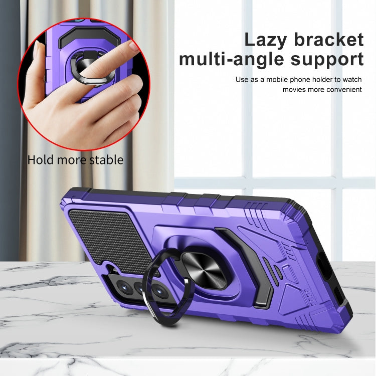 For Samsung Galaxy S21 FE 5G 10 PCS Armor Magnetic PC + TPU Shockproof Case with 360 Degree Rotation Ring Holder