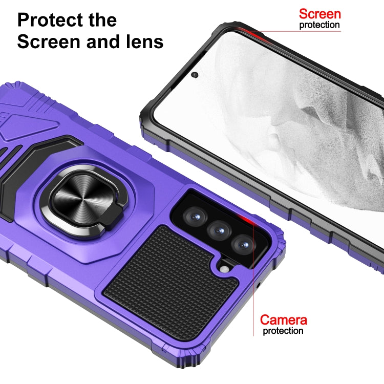 For Samsung Galaxy S21 FE 5G 10 PCS Armor Magnetic PC + TPU Shockproof Case with 360 Degree Rotation Ring Holder