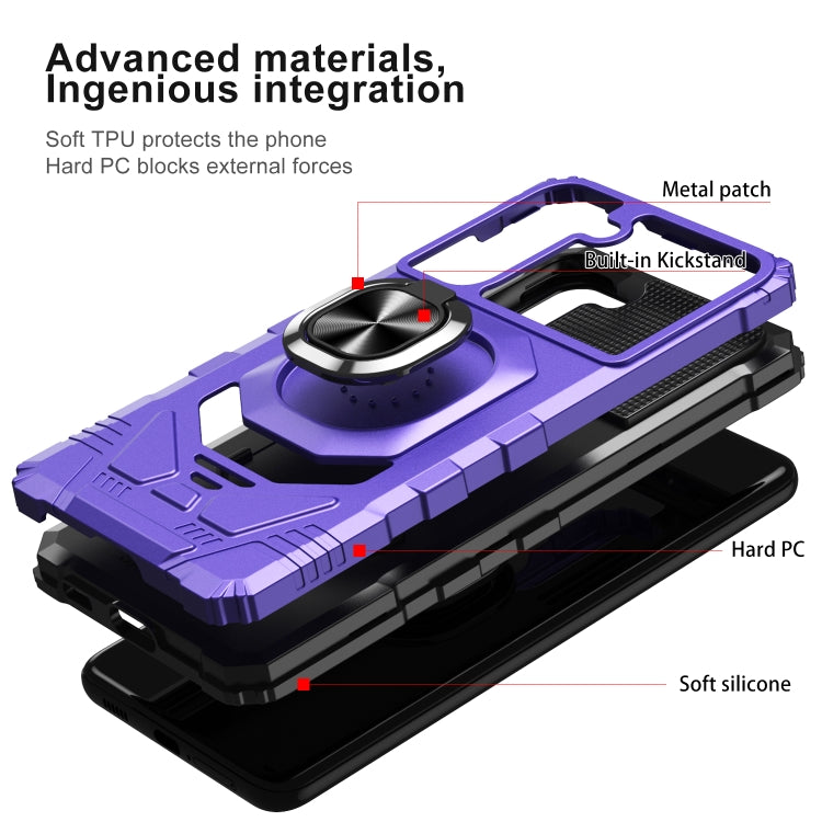For Samsung Galaxy S21 FE 5G 10 PCS Armor Magnetic PC + TPU Shockproof Case with 360 Degree Rotation Ring Holder