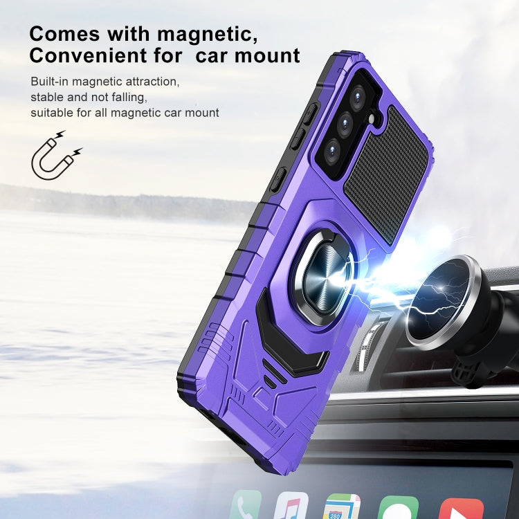 For Samsung Galaxy S21 FE 5G 10 PCS Armor Magnetic PC + TPU Shockproof Case with 360 Degree Rotation Ring Holder
