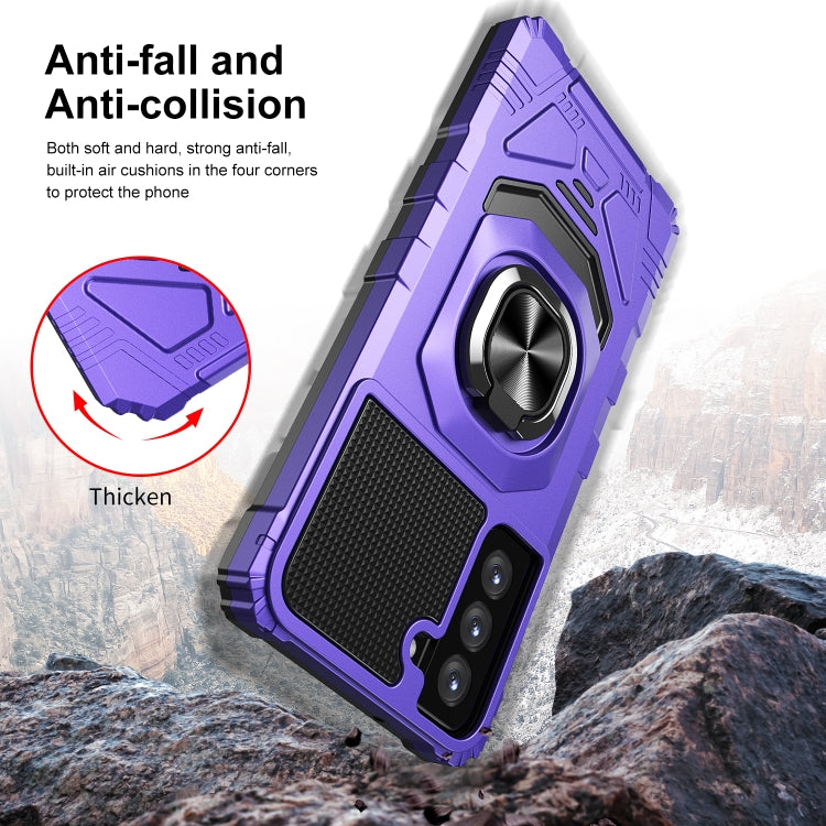 For Samsung Galaxy S21 FE 5G 10 PCS Armor Magnetic PC + TPU Shockproof Case with 360 Degree Rotation Ring Holder