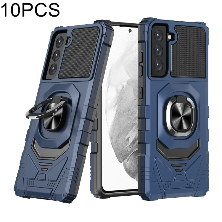 For Samsung Galaxy S21 FE 5G 10 PCS Armor Magnetic PC + TPU Shockproof Case with 360 Degree Rotation Ring Holder