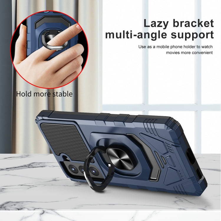 For Samsung Galaxy S21 FE 5G 10 PCS Armor Magnetic PC + TPU Shockproof Case with 360 Degree Rotation Ring Holder