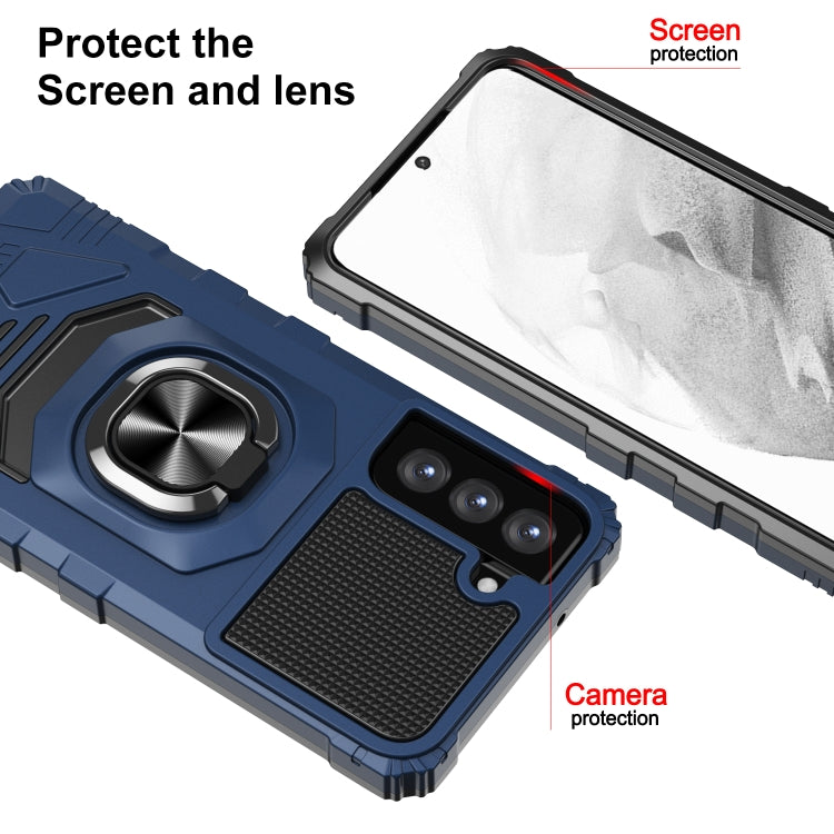 For Samsung Galaxy S21 FE 5G 10 PCS Armor Magnetic PC + TPU Shockproof Case with 360 Degree Rotation Ring Holder