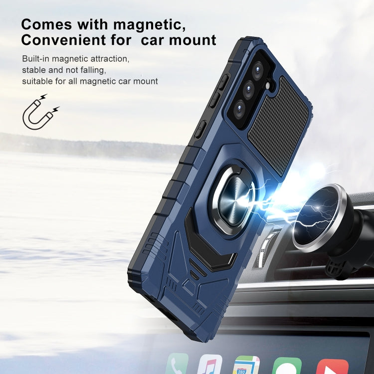 For Samsung Galaxy S21 FE 5G 10 PCS Armor Magnetic PC + TPU Shockproof Case with 360 Degree Rotation Ring Holder