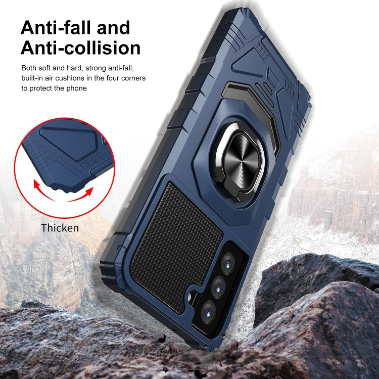 For Samsung Galaxy S21 FE 5G 10 PCS Armor Magnetic PC + TPU Shockproof Case with 360 Degree Rotation Ring Holder