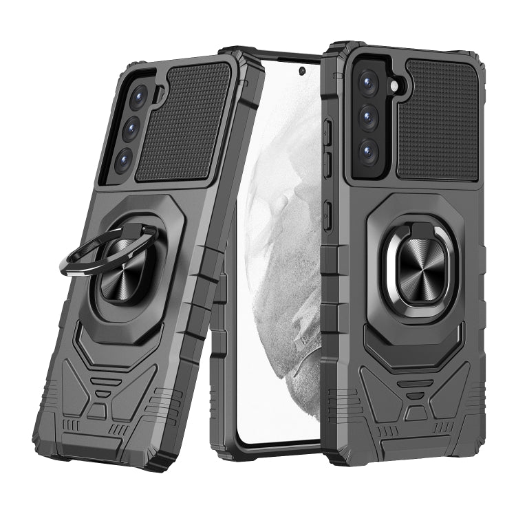 For Samsung Galaxy S21 FE 5G 10 PCS Armor Magnetic PC + TPU Shockproof Case with 360 Degree Rotation Ring Holder