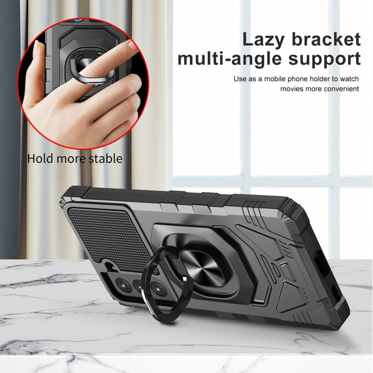 For Samsung Galaxy S21 FE 5G 10 PCS Armor Magnetic PC + TPU Shockproof Case with 360 Degree Rotation Ring Holder