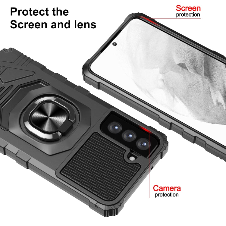 For Samsung Galaxy S21 FE 5G 10 PCS Armor Magnetic PC + TPU Shockproof Case with 360 Degree Rotation Ring Holder