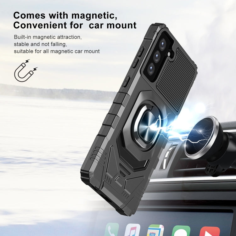 For Samsung Galaxy S21 FE 5G 10 PCS Armor Magnetic PC + TPU Shockproof Case with 360 Degree Rotation Ring Holder