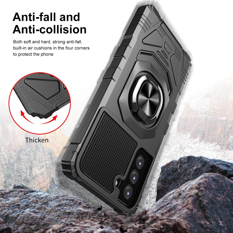 For Samsung Galaxy S21 FE 5G 10 PCS Armor Magnetic PC + TPU Shockproof Case with 360 Degree Rotation Ring Holder