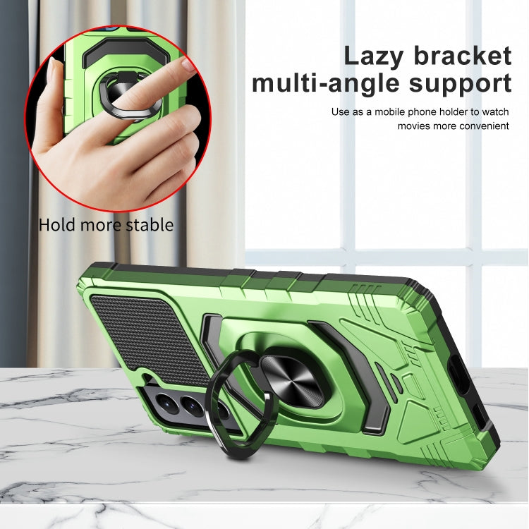 For Samsung Galaxy S21+ 5G 10 PCS Armor Magnetic PC + TPU Shockproof Case with 360 Degree Rotation Ring Holder