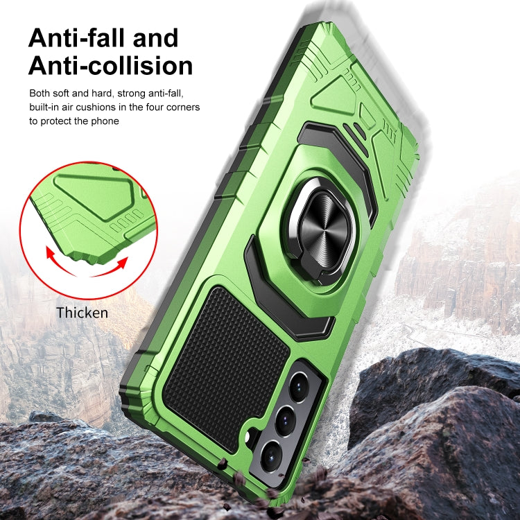 For Samsung Galaxy S21+ 5G 10 PCS Armor Magnetic PC + TPU Shockproof Case with 360 Degree Rotation Ring Holder