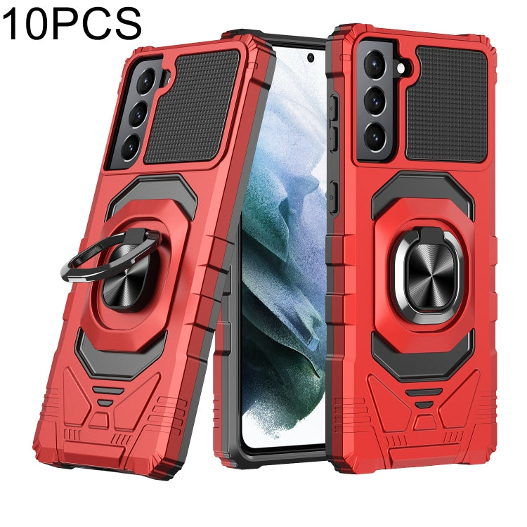 For Samsung Galaxy S21+ 5G 10 PCS Armor Magnetic PC + TPU Shockproof Case with 360 Degree Rotation Ring Holder