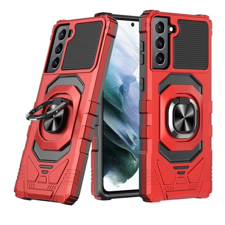 For Samsung Galaxy S21+ 5G 10 PCS Armor Magnetic PC + TPU Shockproof Case with 360 Degree Rotation Ring Holder