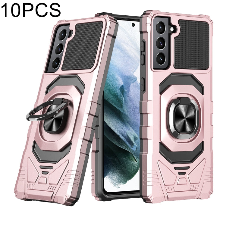 For Samsung Galaxy S21+ 5G 10 PCS Armor Magnetic PC + TPU Shockproof Case with 360 Degree Rotation Ring Holder