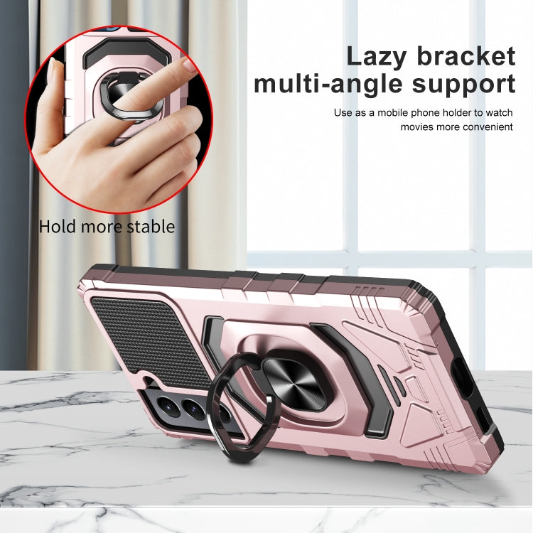 For Samsung Galaxy S21+ 5G 10 PCS Armor Magnetic PC + TPU Shockproof Case with 360 Degree Rotation Ring Holder