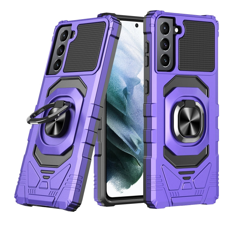 For Samsung Galaxy S21+ 5G 10 PCS Armor Magnetic PC + TPU Shockproof Case with 360 Degree Rotation Ring Holder