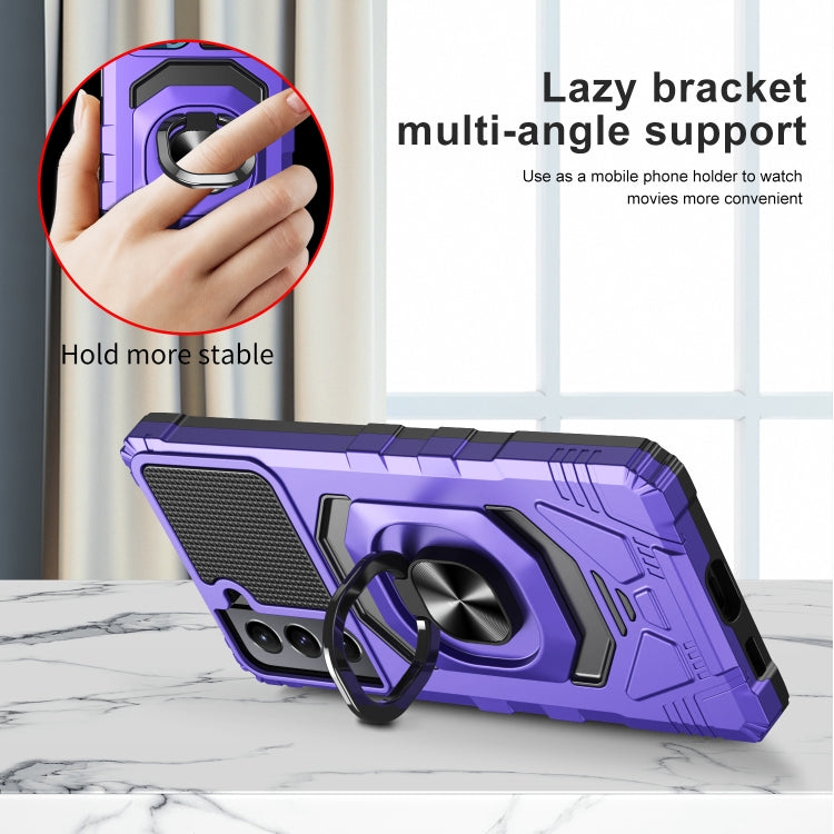 For Samsung Galaxy S21+ 5G 10 PCS Armor Magnetic PC + TPU Shockproof Case with 360 Degree Rotation Ring Holder