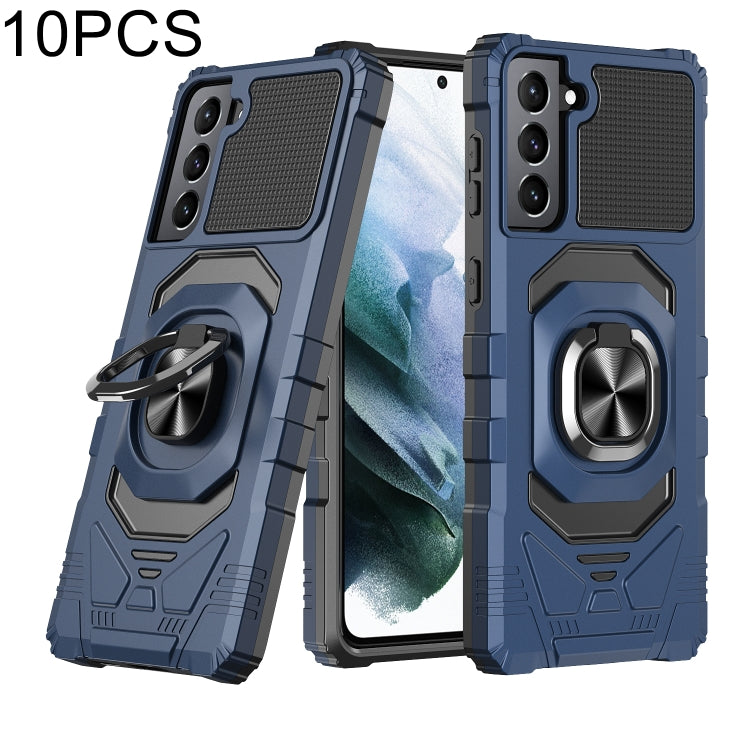 For Samsung Galaxy S21+ 5G 10 PCS Armor Magnetic PC + TPU Shockproof Case with 360 Degree Rotation Ring Holder