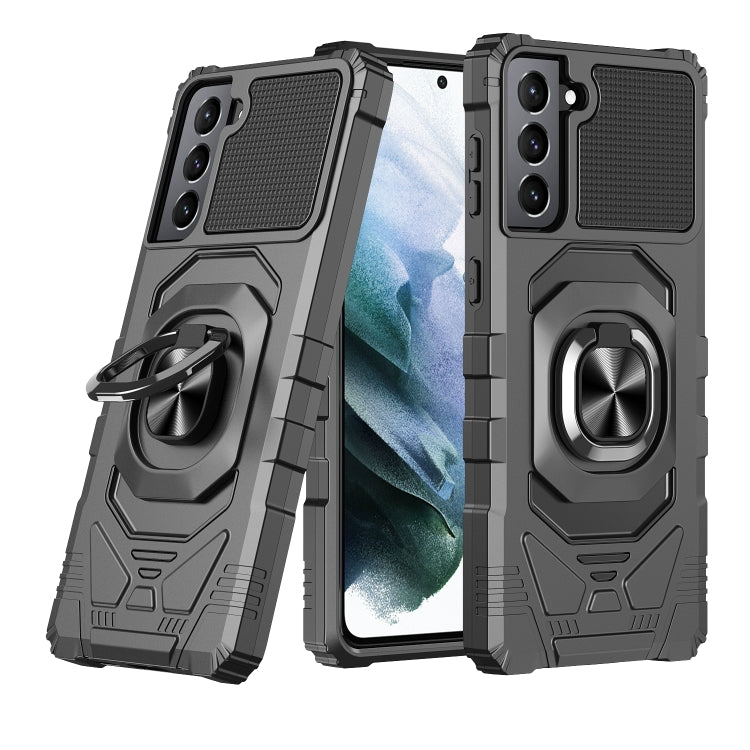 For Samsung Galaxy S21+ 5G 10 PCS Armor Magnetic PC + TPU Shockproof Case with 360 Degree Rotation Ring Holder