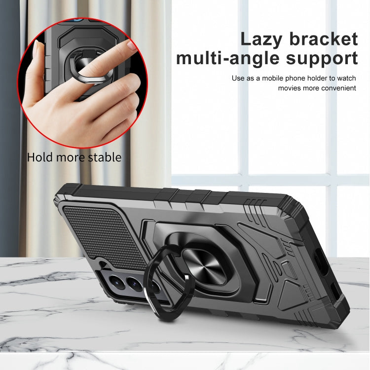 For Samsung Galaxy S21+ 5G 10 PCS Armor Magnetic PC + TPU Shockproof Case with 360 Degree Rotation Ring Holder