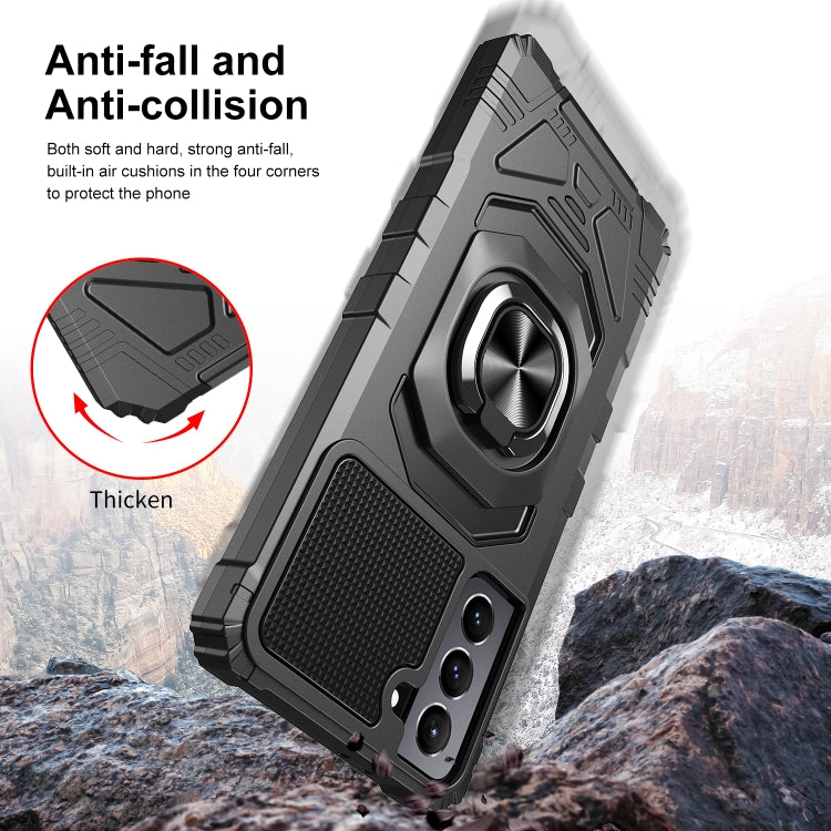 For Samsung Galaxy S21+ 5G 10 PCS Armor Magnetic PC + TPU Shockproof Case with 360 Degree Rotation Ring Holder