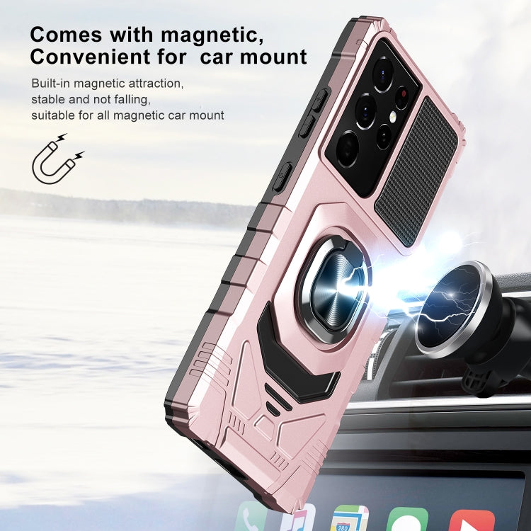 For Samsung Galaxy S21 Ultra 5G 10 PCS Armor Magnetic PC + TPU Shockproof Case with 360 Degree Rotation Ring Holder