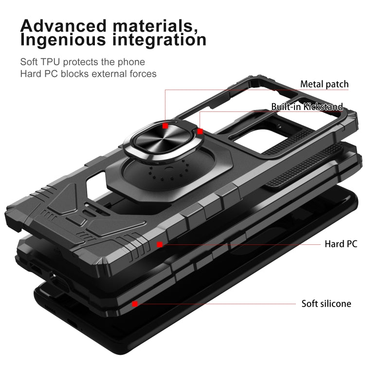 For Samsung Galaxy S21 Ultra 5G 10 PCS Armor Magnetic PC + TPU Shockproof Case with 360 Degree Rotation Ring Holder