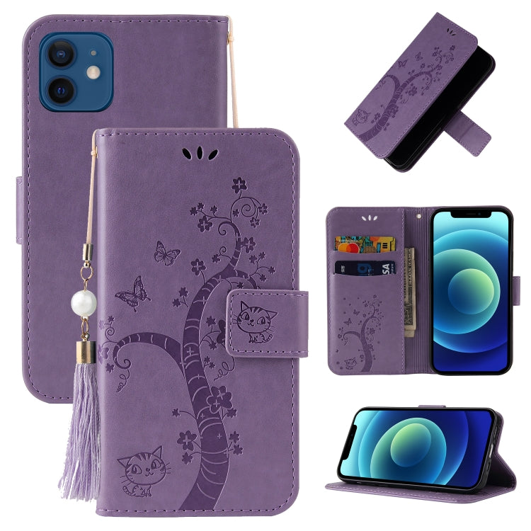 For iPhone 12 mini Embossed Lucky Tree Horizontal Flip Leather Case with Holder & Card Slot & Wallet & Lanyard