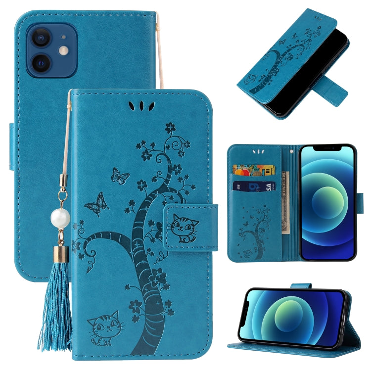 For iPhone 12 mini Embossed Lucky Tree Horizontal Flip Leather Case with Holder & Card Slot & Wallet & Lanyard