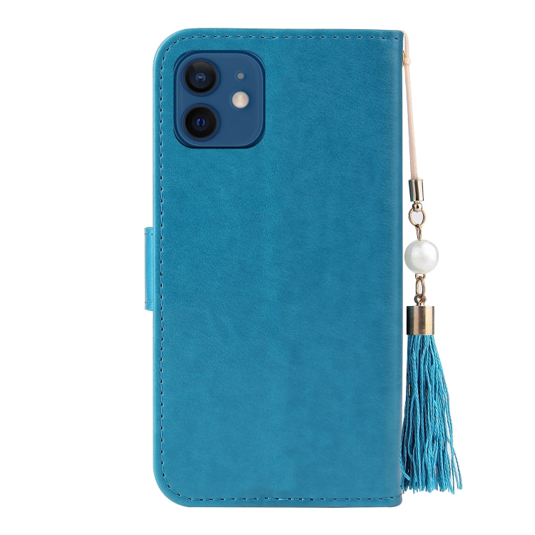For iPhone 12 mini Embossed Lucky Tree Horizontal Flip Leather Case with Holder & Card Slot & Wallet & Lanyard